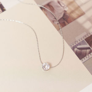 kalung titanium vintage liontin single diamond wanita rantai italy fashion korea style K125