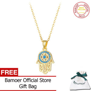 BAMOER Free Shpping Genuine 925 Sterling Silver Trendy Fatimas Guarding Hand July Pendant Necklaces Women Fine Silver Jewelry Gift SCN264