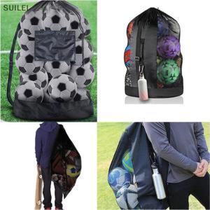 【Flash Sale】COD Mesh Soccer Ball Bag Extra Large Drawstring Basketball Storage Bag With Zipper Pocket Volleyball Football Net Pack Gym Bags