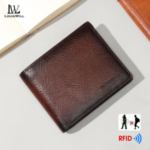 LouisWill Mens Wallet RFID Blocking Protection Simple Short Wallet Soft PU Business Wallet Retro Wallet Multi-Card Position Wallets Travel Purses Coin Wallet
