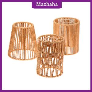 Mazhaha 1 Piece Vintage Hanging Lampshade Handmade Woven Lamp Shade For Living Room Bedroom Hotel Simulated Rattan Light Fixture