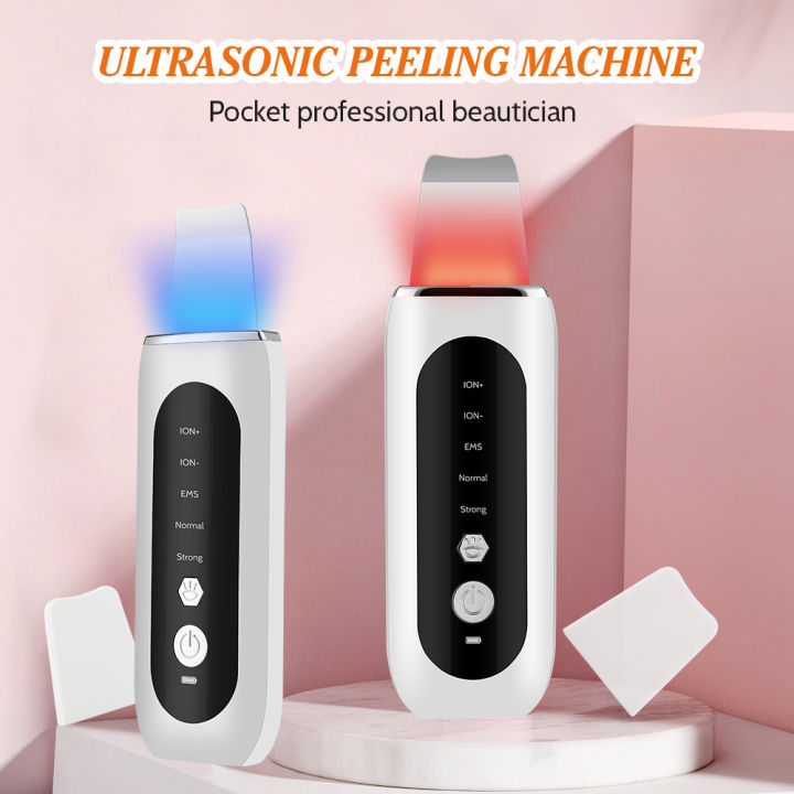 Hailicare Ultrasonic Face Skin Scrubber Skin Shoveling Machine EMS Micro-current Ion Import Facial Skin Lifting Pore Cleaning Facial cleaning Device Beauty Equipment Remove Blackhead USB Charging