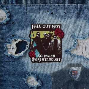 FALL OUT BOY -inspired Printed Iron-On DIY Patches for Jacket Decoration. Features 2026 patches with band logos and album art. Suitable for customizing denim jackets. Ideal for rock music enthusiasts.