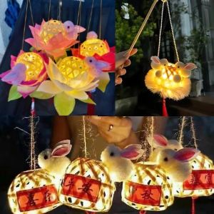 Lồng Đèn Thỏ Tre Trung Thu Có Đèn LED | Lồng Đèn Thỏ Trang Trí Rước Đèn Cho Bé Decor Lễ Hội