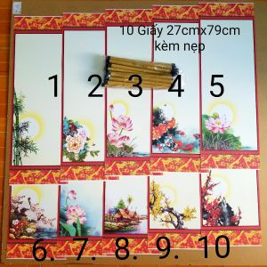 Set  gồm 10 tờ giấy viết thư pháp KÈM 10 cặp nẹp treo  kích thước 27cm x 79cm. giấy thư pháp