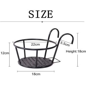 4pcs Flower Pot Holder Railing Fence Pot Rack Versatile Balcony Hanging Plant Iron Racks Stabl Garden Flower Plant Pot Holder Hanger Metal Iron Art Hanging Baskets Rack Stand Great for Outdoor Patio Balcony Window Porch Garden Fence Planters Indoor Office