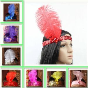 1920s Sequined Headband Feather Headband