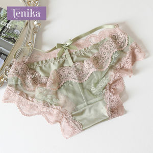 TENIKA กางเกงชั้นในลูกไม้เซ็กซี่สำหรับผู้หญิง เอวต่ำ Pure Desire ผ้าซาตินคอตตอนเนื้อดี ระบายอากาศได้ดี เป้ากางเกงกลวง แบบใหม่