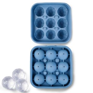 MMLUCK 4/9 Grids Ice Ball Mold Silicone Non-stick Football Ice Cubes Mold Multi-functional with Lid Ice Block Mold tail Making
