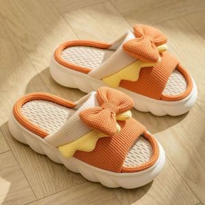 Linen Slippers For Home Use Suitable For All Seasons MenS Spring And Autumn Indoor Non-Slip Home Cotton-Linen Fabric Thick-Soled Floor Slippers