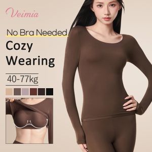 【OFFICIAL】Veimia Camellia-infused Shaping Beautifying Garment Seamless Bra-free Warming Base Layer Camellia Bra Skin Repairing Beauty Fits The Body Curves Wearfree High Elasticity Thermal Underwear