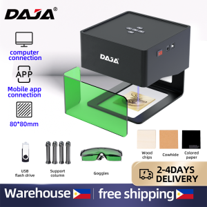DAJA Laser Engraver DJ6 CNC Mini Portable Engraving Machine DIY Logo Mark Printer for Woodworking Wood Plastic with 4 Raised Lifting Column Beginner Friendly