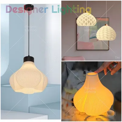 Designer Lighting Muji Style Lamp Wood Polycarbonate Plastic 3D Printer Hanging Lampu Kayu Style Dining Table Bar Lamp Bedroom Bedside(9897-3D Series)