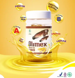 Kapsul OLIMEX 60 kapsul Original Minyak Ikan Gabus Albumin Kutuk Obat Luka Operasi Luar Dalam