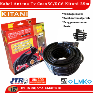 Kabel Antena Tv Kitani Coaxial 5C+Jek 25 Meter Full Tembaga Kabel tv digital antena super jernih