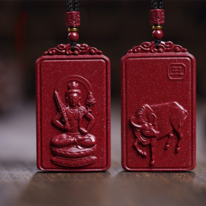 Mens necklace guardian god cinnabar Buddha pendant content necklace women couple necklace of year