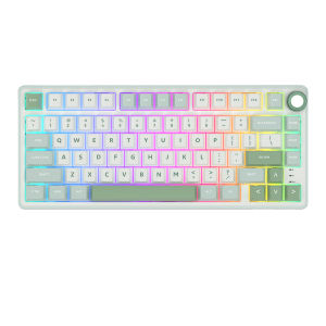RK Royal Kludge RKR75 merah muda 70% RGB Gasket Keyboard Mekanik Kabel
