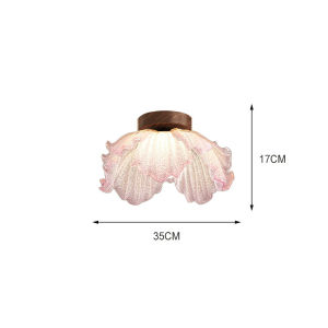 UrbanSpace SG- Glass Pendant LightR Pink Flower Hanging Lamp with Tricolor Light Moder Decorative Lamp for Living Dining Bedroom Corridor