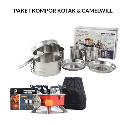 Cooking Set Camelwill 8 in 1 Alat Masak Camping Outdoor Portabel
