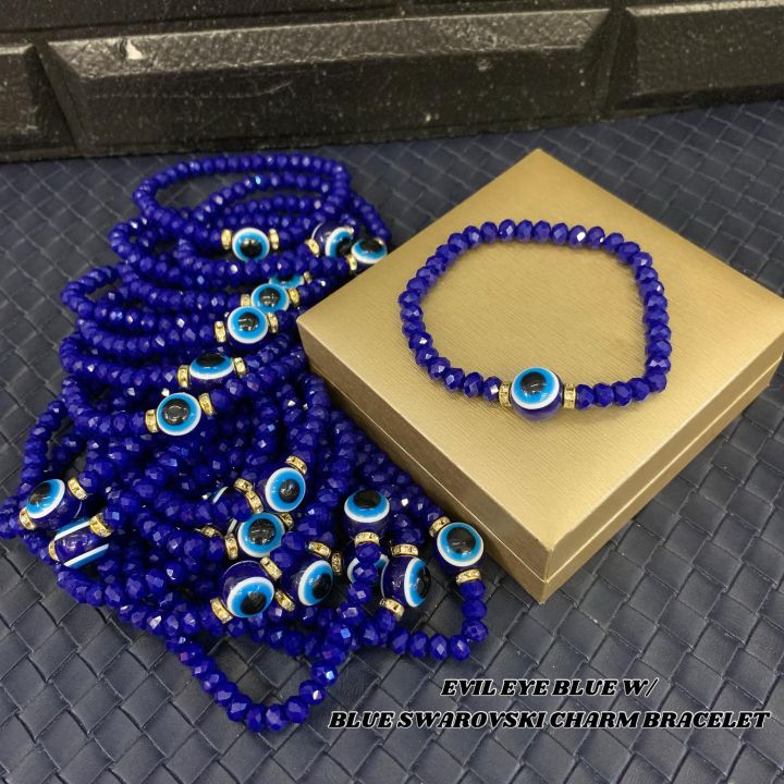 LUCKY CHARM 999 EVIL EYE BLUE W/ BLUE SWAROVSKI CHARM BRACELET