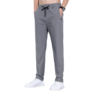 Mens Ultra-thin Breathable Pants Soft Loose Ice Silk Casual Pants Stretch Slim-fit Quick-dry Pants