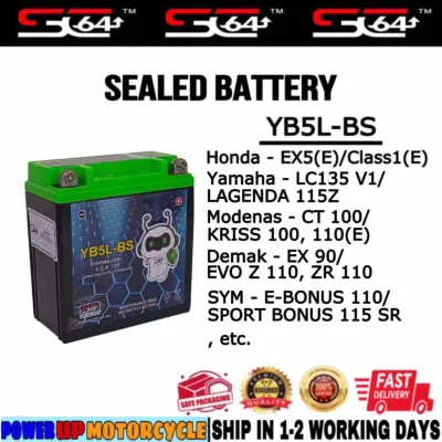 YB5L-BS YB5L BX SCPRO SC64 BATTERY BATERI SEAL EX5 CLASS 1 EVO LAGENDA Z LC135 KRISS CT100 E SPORT BONUS YUASA KING