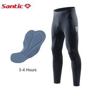 Santic Cycling Pants Men 4D Padding Breathable Compression Quick-dry Reflective Zipper Pocket KM3C04155