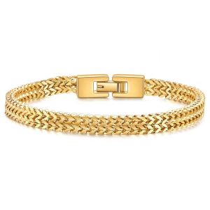 HUIHEYU Simple Personality Retro Hip Hop Punk Double Keel Chain Korean Style Wristband Male Jewelry Boyfriend Gift Men Bracelets Korean Style Bracelets Men Hand Chain Stainless Steel Bracelets