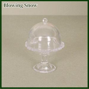 Blowing บ้านตุ๊กตา1:12ถาดขนมหวานถาดใสขนาดจิ๋วพร้อมฝาครอบถาดใส่เค้กผลไม้อุปกรณ์ตกแต่งห้องครัว