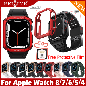Breathable Sport Strap For Apple Watch series 8 7 6 SE 5 4 3 44mm 40mm Silicone Belt Bracelet For Apple Watch Band 41mm 45mm 38mm 42mm Watch Case + Strap