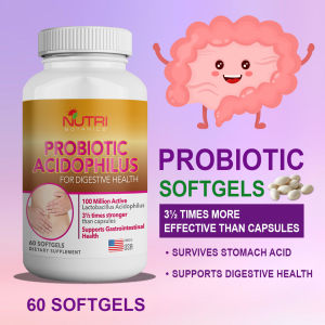 Nutri Botanics Probiotics Acidophilus - Probiotic Softgel Supplement For Better Digestion and Immunity - Reduces Stomach Bloating - Digestive Health