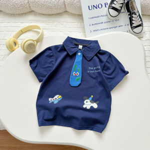 Áo Sơ Mi Cộc Tay Cho Bé Áo Polo Cà Vạt Trai Từ 9-28kg Chất Cotton Cấp Mềm Mát - BECOOL