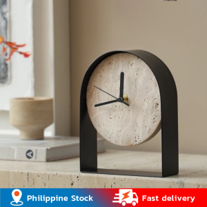💥Dream Best🔥 Luxurious Marble Desktop Clock Modern Model Room Study Bookcase Handicraft Ornament Table Desk Clock Watch Home Decorations