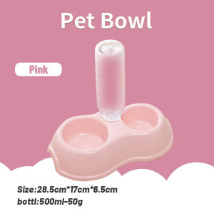 Tempat Makan Kucing Otomatis 2in1 Mangkok Double Free Botol Minum Anti Licin Anti Semut 2 in 1 Mangkuk Kotak Makanan Aksesoris Hewan Peliharaan PTT