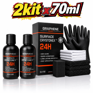 CRYSTONEX 24H is a cutting-edge graphene-enhanced surface coating formulated to deliver crystal-clear gloss ultimate hydrophobic performance and enduring protection.