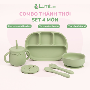 Combo ăn dặm Thảnh Thơi Lumicare - Set 4 món - Xanh lá