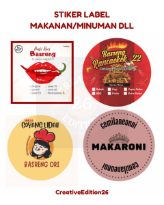 CETAK STIKER LABEL MAKANAN / MINUMAN / OLSHOP / SNACK MURAH SUDAH DI CUTTING