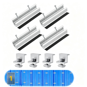 4Pcs Solar Panel Bracket Kit Aluminium Mounting Rail 12mm/20mm End Clamps Brackets for Flat Roof PV Mounting Rail