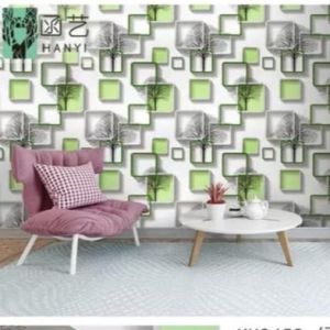 Wallpaper Sticker DInding +/-8m +-/45m 1m 3D Pohon Kotak Hijau Kamar Ruang Tamu  Sudah Ada Lem Tinggal