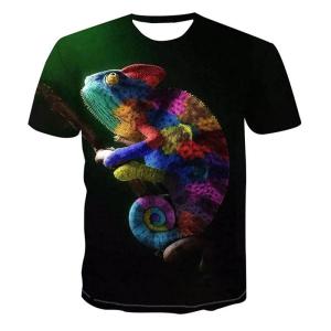 Funny Chameleon T-Shirts Animal Lizard 3D Print Summer Men Women Short Sleeves T Shirt Harajuku Male Tops Tees Man Clothing