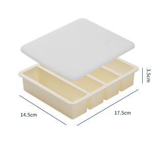 Giant Silicone Freezer Trays with Lid for Food Meal Sauce Storage 4-Cubes Extra-Large Soup Ice Molds