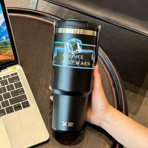 แก้วสแตนเลส  แก้วขนาด900มล.  แก้วเก็บความเย็น มีฝาปิด มีหลอดสแตนเลส พร้อมส่งทันทีจากไทย