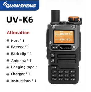【COD】Quansheng K6 Two Way Radio Walkie Talkie 5W 128Channels 1-10KM Distance AM/FM Radio