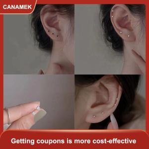 【CANAMEK 】 1Pair Fashion Trendy Mini Zircon Stud Earrings For Women Girls Daily Geometry Small Earrings Ear Bone Nail Jewelry Accessories