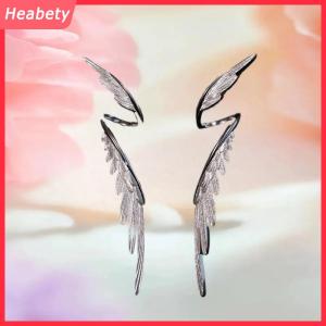Heabety  Hợp Kim Đơn Giản Dài Cánh Stud Tính Khí Lông Bông Tai Bạc Cánh Hình Dạng Elf Tai Cuff Bông Tai Đồ Trang Sức Phụ Kiện Quà Tặng