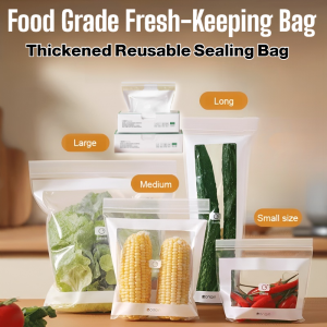 Food Grade Fresh-Keeping Bag Sealing Fridge Freezer Bag Vegetable Fruit Food Storage Bag Thickened Sealing Bag Reusable