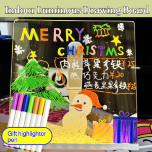 Childrens erasable DIY glowing drawing board/childrens glowing drawing board/childrens erasable diy glowing drawing board/reusable DIY magic glowing sketch board with template pen fun educational toy for boys girls