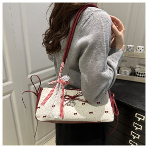 Sweet Cool Style Shoulder Bag Underarm Bag Bowknot Shoulder Bag Bubble Yarn Shoulder Bag