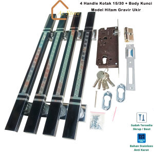 Handle Pintu Rumah Set Body Kunci 4 Gagang Pintu Minimalis 45 cm 33 cm Bahan Stainles Asli