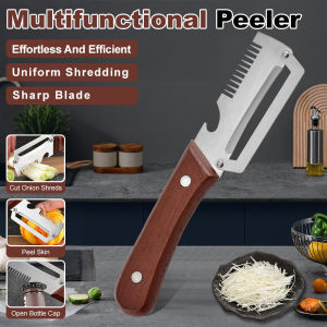 Onion Cutter Stainless Steel Multi-Function Slicer Vegetable Chopper Kitchen Tool Stainless Steel Peeler Scallion Shredder Fine-Strip Slicer Lettuce Stem Pumpkin Peeler Shredder Restaurant-Grade Fruit Peeler Onion Slicer